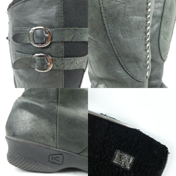 KEEN Bern Knee High Orla Boots Womens US 8 Leather 16" Tall 1.5" Heel Black 5464 - Picture 7 of 11